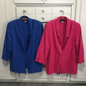2 Pink/Blue Vintage 80s Radcliffe Powersuit Blazer size 16 Bundle of 2